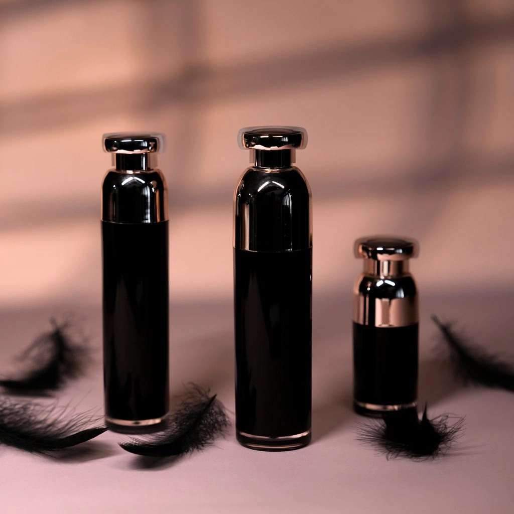 100ml Black Cylinder Acrylic Airless Skincare Bottles -2