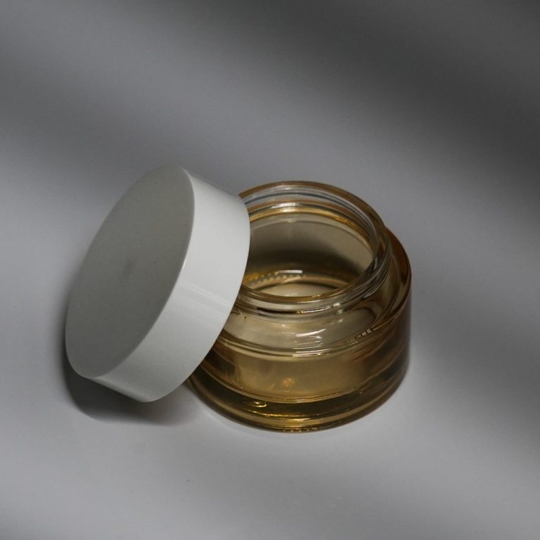 30ml Round Amber Glass Cosmetic Jars with White Lid-1