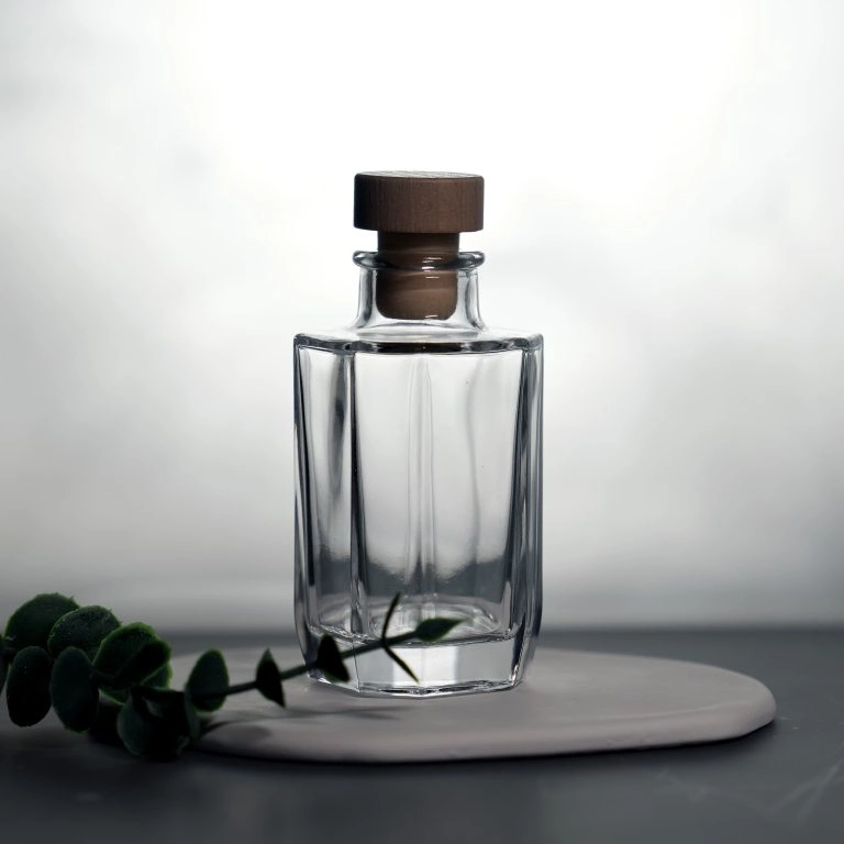 clear square diffuser glass bottle
