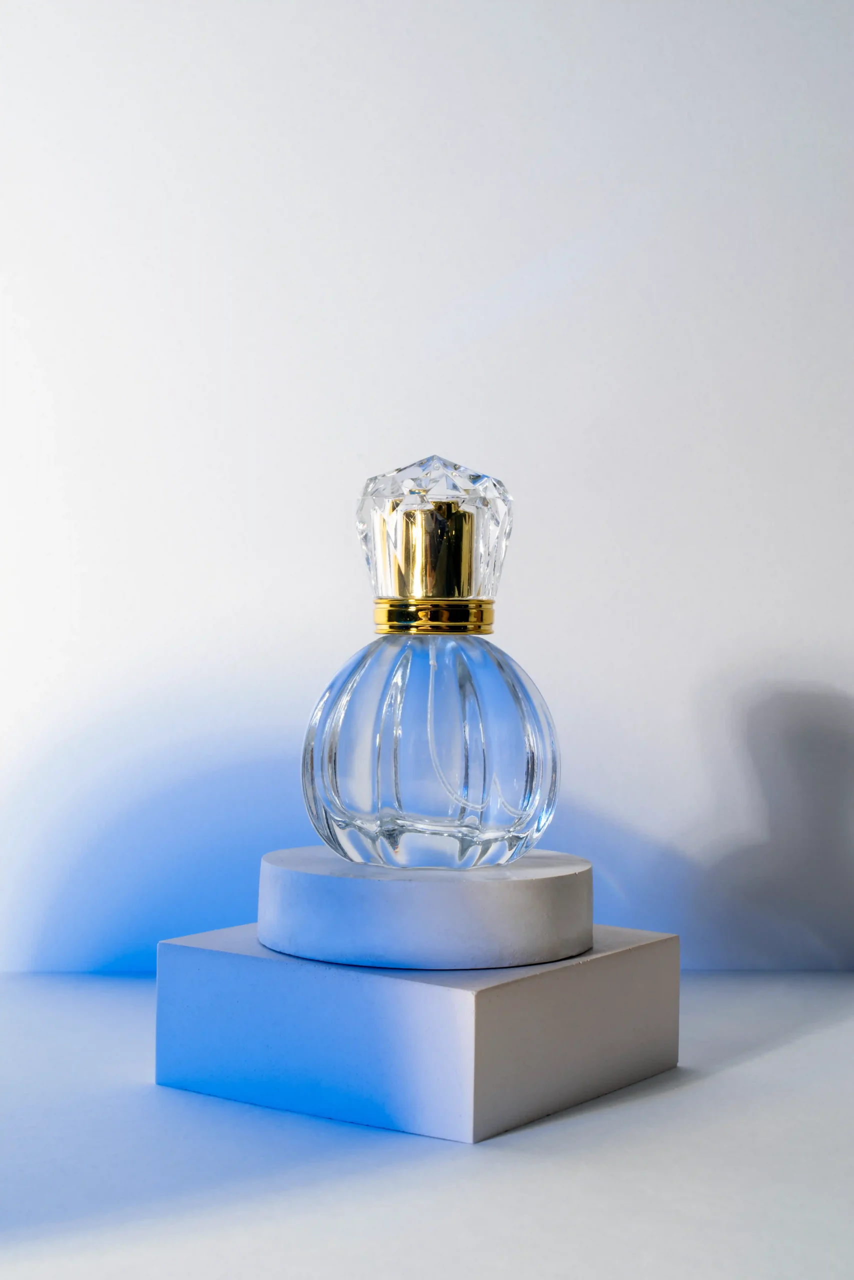 blue crystal perfume glass bottle