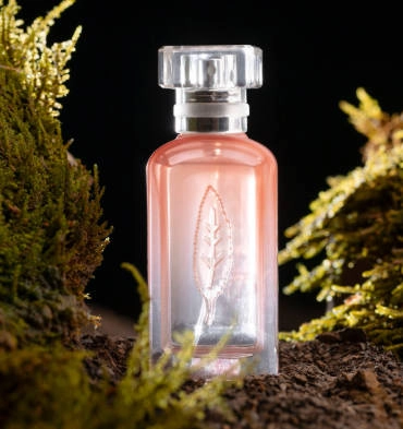 pink glass perfume bottle