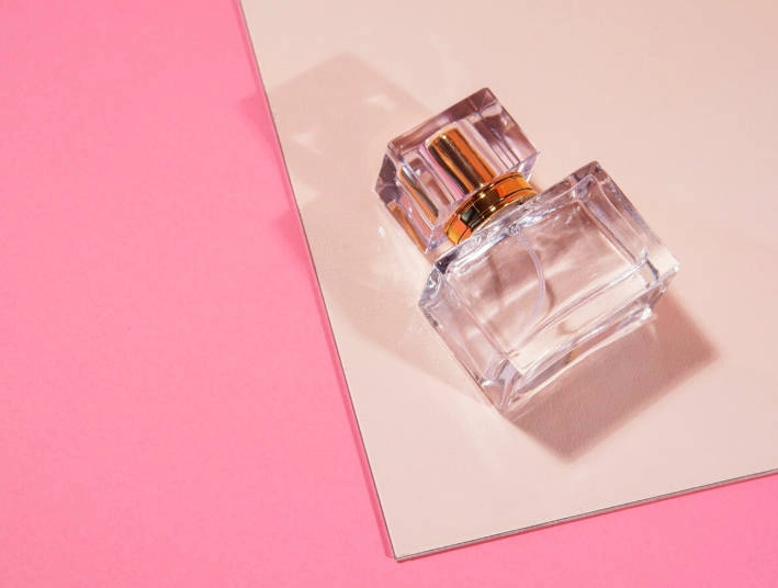 pink square perfume bottle