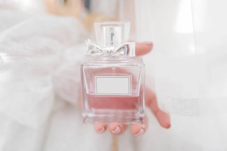 pink square perfume glass bottle